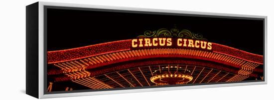 Panoramic View of Neon Lights of Circus Circus Casino, Las Vegas, Nv-null-Framed Stretched Canvas