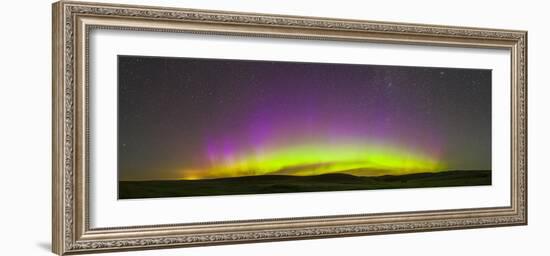 Panoramic View of Northern Lights on the Horizon, Saskatchewan, Canada-null-Framed Photographic Print