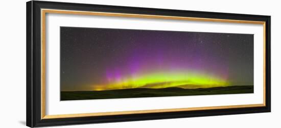 Panoramic View of Northern Lights on the Horizon, Saskatchewan, Canada-null-Framed Photographic Print