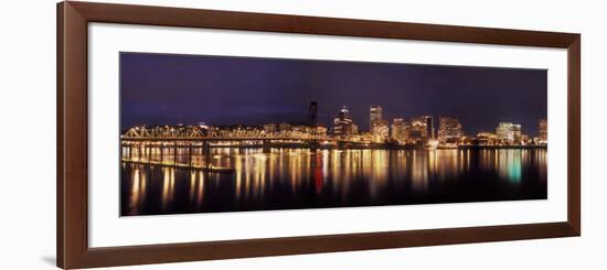 Panoramic View of Portland Waterfront, Oregon, USA-Brent Bergherm-Framed Photographic Print