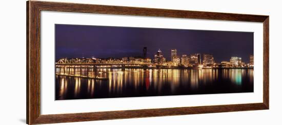 Panoramic View of Portland Waterfront, Oregon, USA-Brent Bergherm-Framed Photographic Print