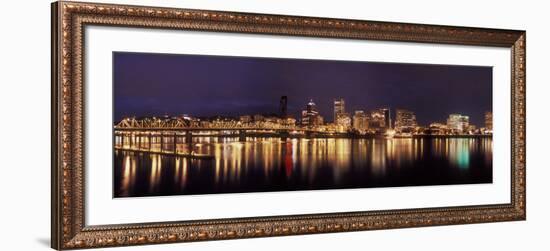 Panoramic View of Portland Waterfront, Oregon, USA-Brent Bergherm-Framed Photographic Print