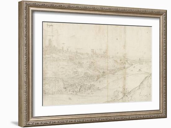 Panoramic View of Segovia from the East (Pen and Brown Ink with Touches of Blue Wash over Black Cha-Anthonis van den Wyngaerde-Framed Giclee Print