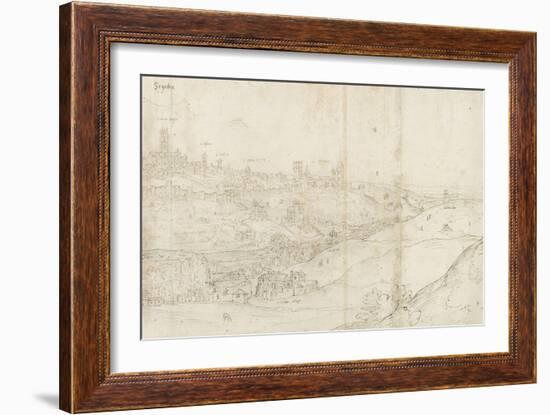 Panoramic View of Segovia from the East (Pen and Brown Ink with Touches of Blue Wash over Black Cha-Anthonis van den Wyngaerde-Framed Giclee Print