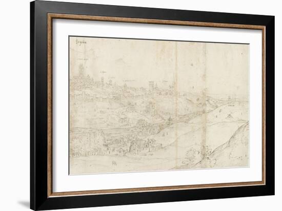 Panoramic View of Segovia from the East (Pen and Brown Ink with Touches of Blue Wash over Black Cha-Anthonis van den Wyngaerde-Framed Giclee Print