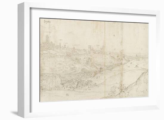 Panoramic View of Segovia from the East (Pen and Brown Ink with Touches of Blue Wash over Black Cha-Anthonis van den Wyngaerde-Framed Giclee Print