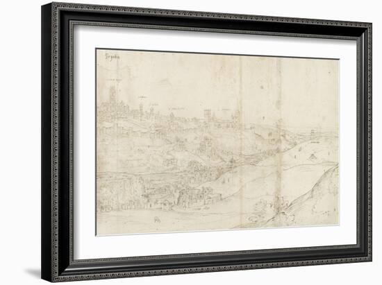 Panoramic View of Segovia from the East (Pen and Brown Ink with Touches of Blue Wash over Black Cha-Anthonis van den Wyngaerde-Framed Giclee Print