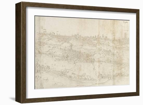 Panoramic View of Segovia from the East (Pen and Brown Ink with Touches of Blue Wash over Black Cha-Anthonis van den Wyngaerde-Framed Giclee Print