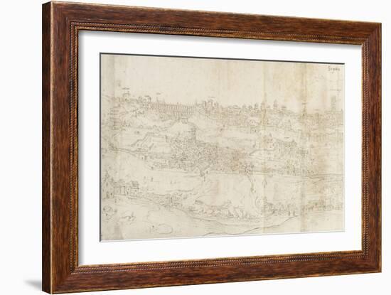 Panoramic View of Segovia from the East (Pen and Brown Ink with Touches of Blue Wash over Black Cha-Anthonis van den Wyngaerde-Framed Giclee Print