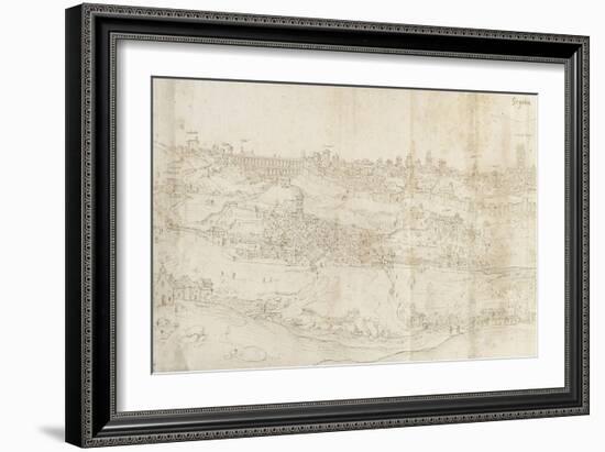 Panoramic View of Segovia from the East (Pen and Brown Ink with Touches of Blue Wash over Black Cha-Anthonis van den Wyngaerde-Framed Giclee Print