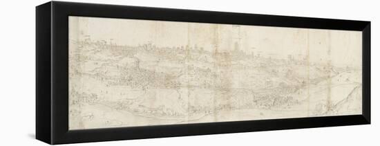 Panoramic View of Segovia from the East (Pen and Brown Ink with Touches of Blue Wash over Black Cha-Anthonis van den Wyngaerde-Framed Premier Image Canvas