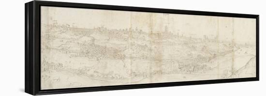 Panoramic View of Segovia from the East (Pen and Brown Ink with Touches of Blue Wash over Black Cha-Anthonis van den Wyngaerde-Framed Premier Image Canvas