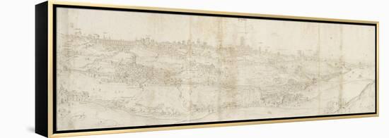 Panoramic View of Segovia from the East (Pen and Brown Ink with Touches of Blue Wash over Black Cha-Anthonis van den Wyngaerde-Framed Premier Image Canvas