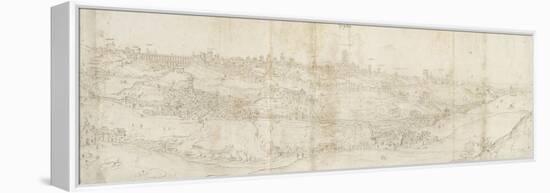 Panoramic View of Segovia from the East (Pen and Brown Ink with Touches of Blue Wash over Black Cha-Anthonis van den Wyngaerde-Framed Premier Image Canvas