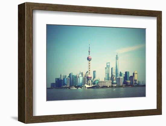 Panoramic View of Shanghai Skyline, China. Retro Style Image-Zoom-zoom-Framed Photographic Print