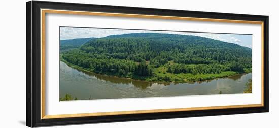 Panoramic View of Siberian Taiga Landscape at Summer-viczast-Framed Photographic Print