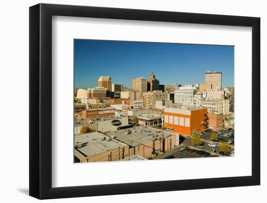 Panoramic view of skyline and downtown El Paso Texas, border town to Juarez, Mexico-null-Framed Photographic Print