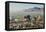 Panoramic view of skyline and downtown El Paso Texas looking toward Juarez, Mexico-null-Framed Premier Image Canvas