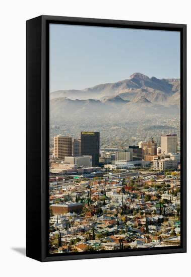 Panoramic view of skyline and downtown El Paso Texas looking toward Juarez, Mexico-null-Framed Premier Image Canvas