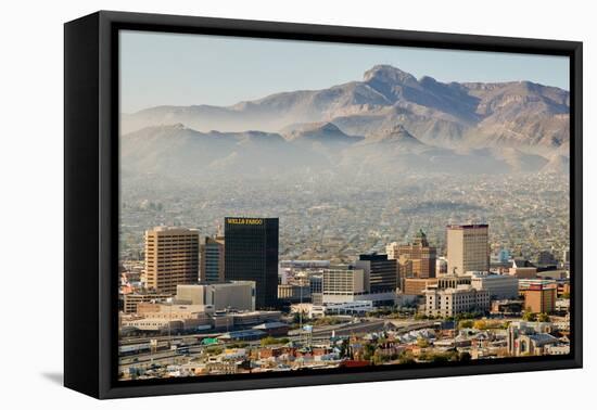 Panoramic view of skyline and downtown El Paso Texas looking toward Juarez, Mexico-null-Framed Premier Image Canvas