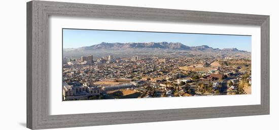 Panoramic View of Skyline and Downtown of El Paso Texas Looking Toward Juarez, Mexico-null-Framed Photographic Print