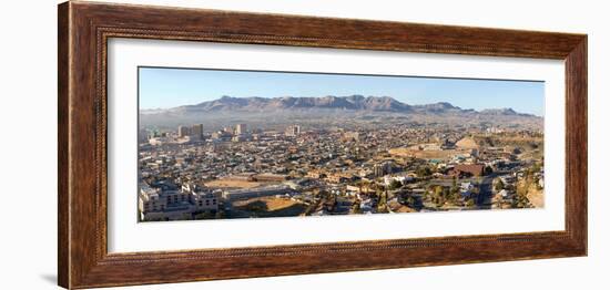 Panoramic View of Skyline and Downtown of El Paso Texas Looking Toward Juarez, Mexico-null-Framed Photographic Print
