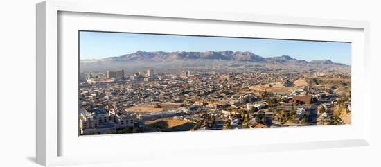 Panoramic View of Skyline and Downtown of El Paso Texas Looking Toward Juarez, Mexico-null-Framed Photographic Print