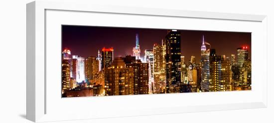 Panoramic View of Skyscrapers of Times Square and 42nd Street at Night-Philippe Hugonnard-Framed Photographic Print