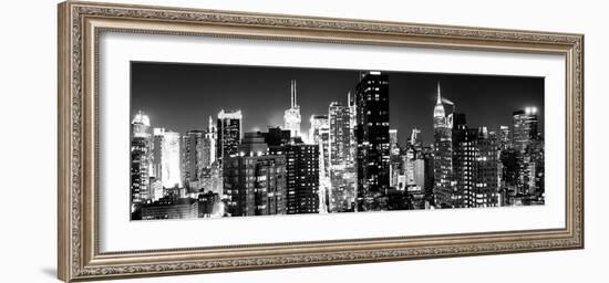 Panoramic View of Skyscrapers of Times Square and 42nd Street at Night-Philippe Hugonnard-Framed Photographic Print