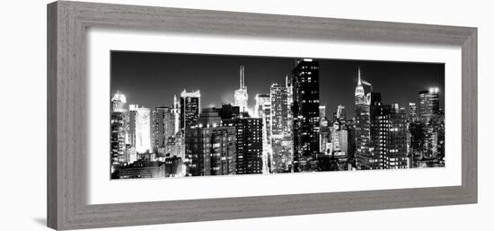 Panoramic View of Skyscrapers of Times Square and 42nd Street at Night-Philippe Hugonnard-Framed Photographic Print