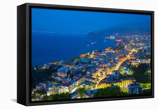 Panoramic View of Sorrento at Night, Sorrento, Amalfi Coast, UNESCO World Heritage Site, Campania-Frank Fell-Framed Premier Image Canvas