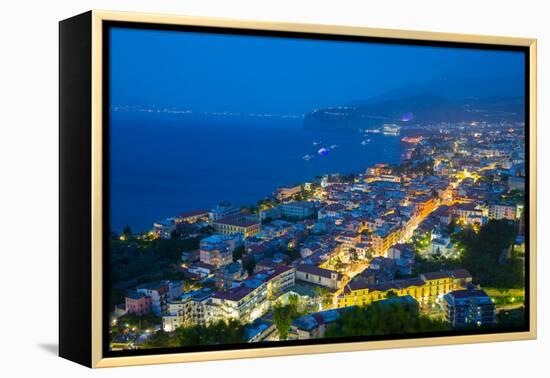 Panoramic View of Sorrento at Night, Sorrento, Amalfi Coast, UNESCO World Heritage Site, Campania-Frank Fell-Framed Premier Image Canvas