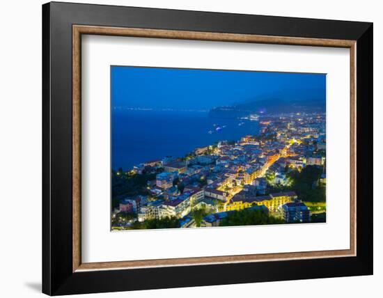 Panoramic View of Sorrento at Night, Sorrento, Amalfi Coast, UNESCO World Heritage Site, Campania-Frank Fell-Framed Photographic Print