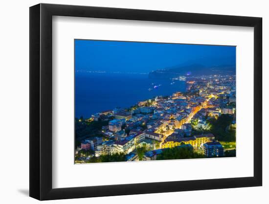 Panoramic View of Sorrento at Night, Sorrento, Amalfi Coast, UNESCO World Heritage Site, Campania-Frank Fell-Framed Photographic Print