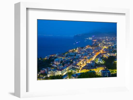 Panoramic View of Sorrento at Night, Sorrento, Amalfi Coast, UNESCO World Heritage Site, Campania-Frank Fell-Framed Photographic Print