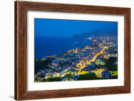 Panoramic View of Sorrento at Night, Sorrento, Amalfi Coast, UNESCO World Heritage Site, Campania-Frank Fell-Framed Photographic Print