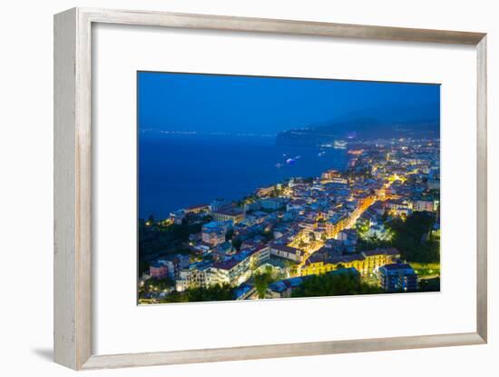 Panoramic View of Sorrento at Night, Sorrento, Amalfi Coast, UNESCO World Heritage Site, Campania-Frank Fell-Framed Photographic Print