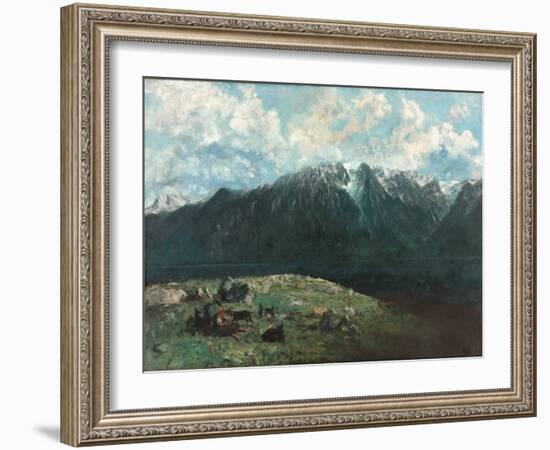 Panoramic View of the Alps, Les Dents Du Midi, 1877 (Oil on Fabric)-Gustave Courbet-Framed Giclee Print