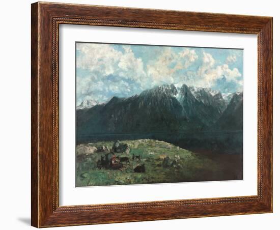 Panoramic View of the Alps, Les Dents Du Midi, 1877 (Oil on Fabric)-Gustave Courbet-Framed Giclee Print