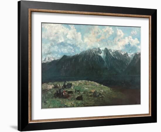 Panoramic View of the Alps, Les Dents Du Midi, 1877 (Oil on Fabric)-Gustave Courbet-Framed Giclee Print