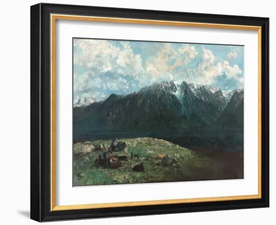 Panoramic View of the Alps, Les Dents Du Midi, 1877 (Oil on Fabric)-Gustave Courbet-Framed Giclee Print