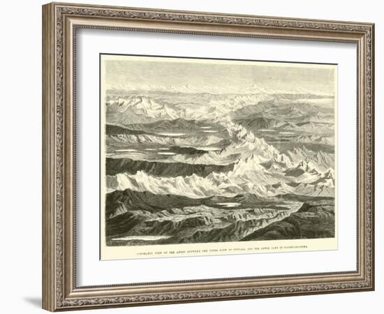 Panoramic View of the Andes Between the Upper Lake of Titicaca and the Lower Lake of Parihuanacocha-Édouard Riou-Framed Giclee Print