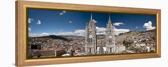 Panoramic View of the Bell Towers at the National Basilica, Quito, Ecuador-Brent Bergherm-Framed Premier Image Canvas