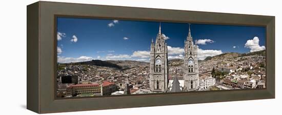 Panoramic View of the Bell Towers at the National Basilica, Quito, Ecuador-Brent Bergherm-Framed Premier Image Canvas