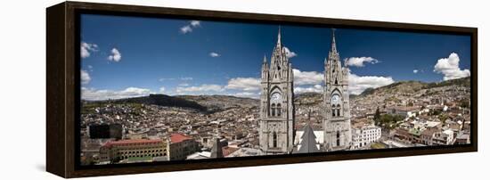 Panoramic View of the Bell Towers at the National Basilica, Quito, Ecuador-Brent Bergherm-Framed Premier Image Canvas