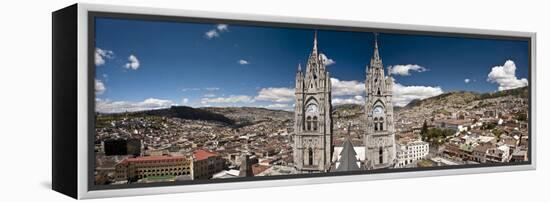 Panoramic View of the Bell Towers at the National Basilica, Quito, Ecuador-Brent Bergherm-Framed Premier Image Canvas