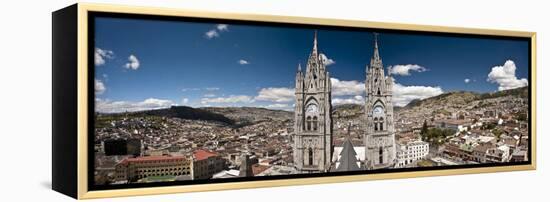 Panoramic View of the Bell Towers at the National Basilica, Quito, Ecuador-Brent Bergherm-Framed Premier Image Canvas