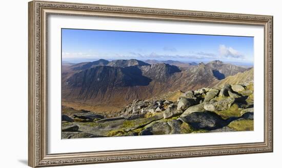 Panoramic view of the Northern Mountains from the top of Goatfell, Isle of Arran, North Ayrshire, S-Gary Cook-Framed Photographic Print