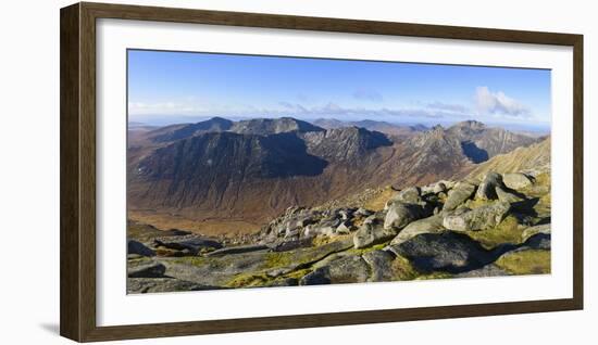 Panoramic view of the Northern Mountains from the top of Goatfell, Isle of Arran, North Ayrshire, S-Gary Cook-Framed Photographic Print