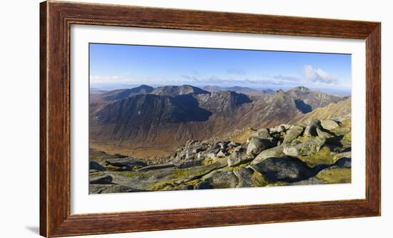 Panoramic view of the Northern Mountains from the top of Goatfell, Isle of Arran, North Ayrshire, S-Gary Cook-Framed Photographic Print